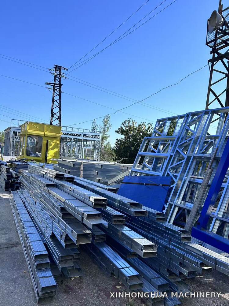 Light gauge steel framing members prepared for a construction project in Bulgaria