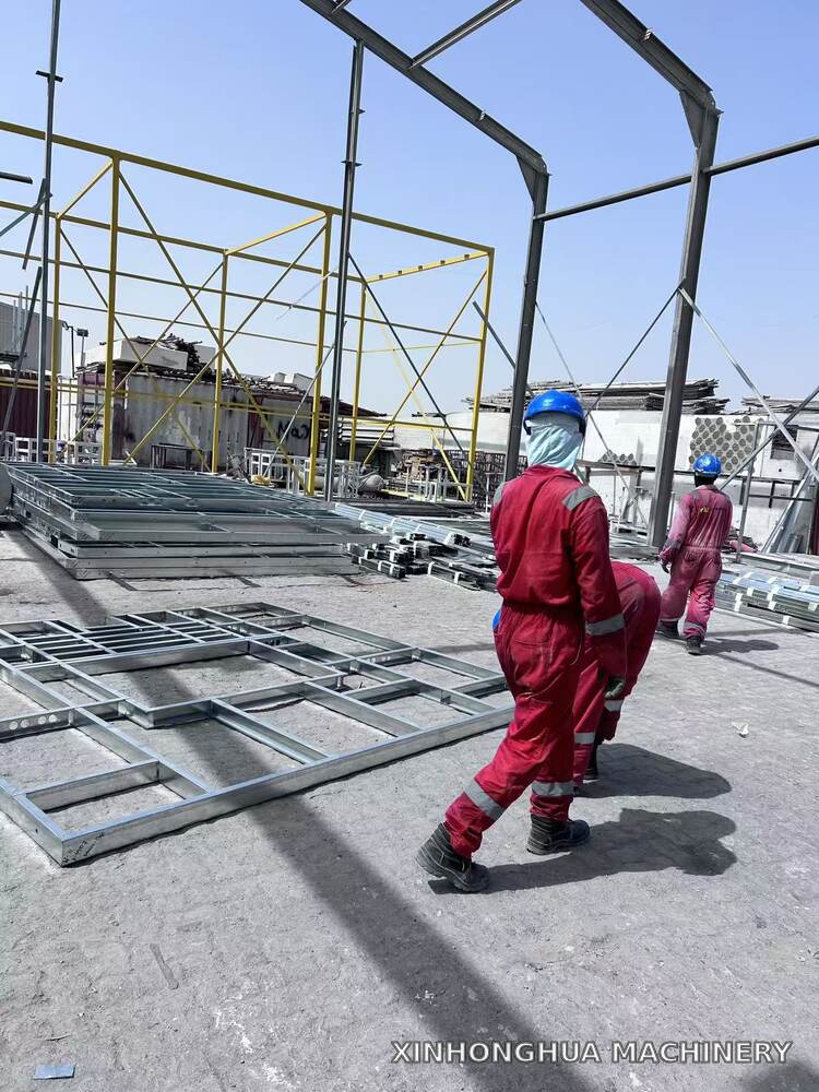 Installation team assembling light gauge steel frames at a customer project in the UAE